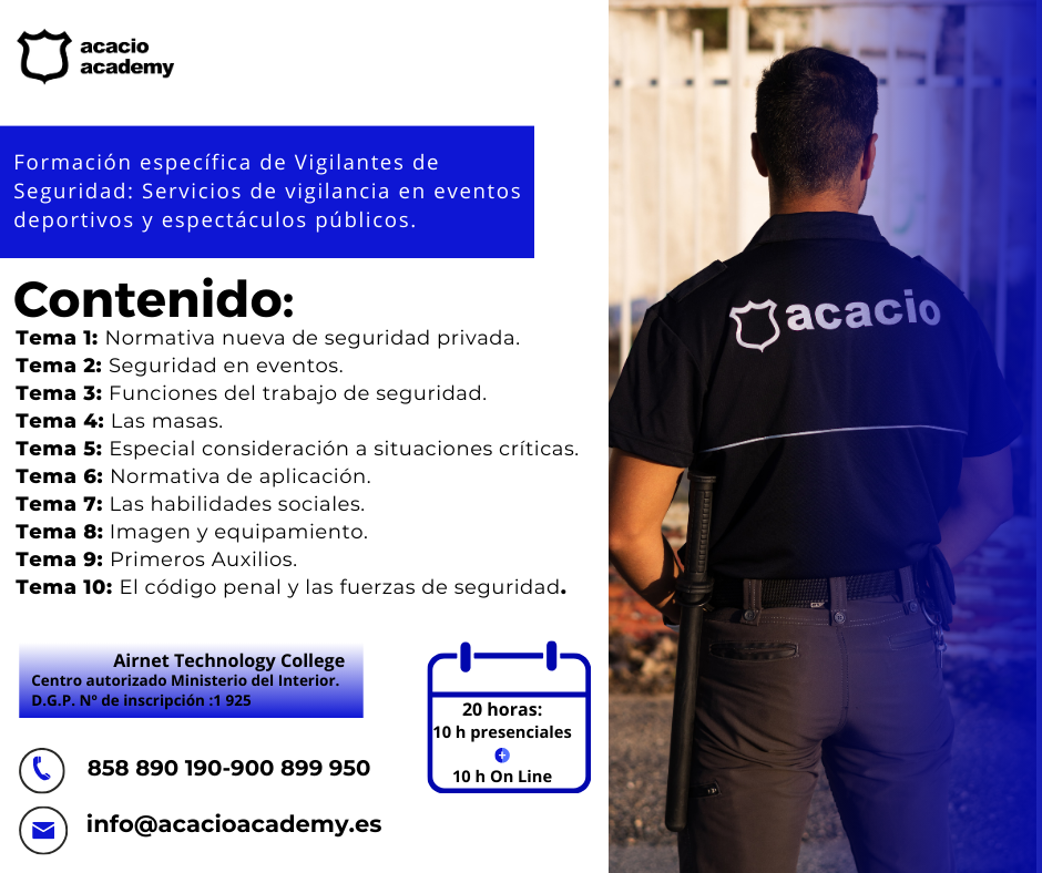 Servicios de Vigilancia en eventos deportivos y espectáculos públicos.